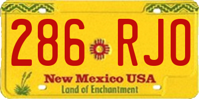 NM license plate 286RJO