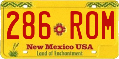 NM license plate 286ROM