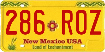 NM license plate 286ROZ