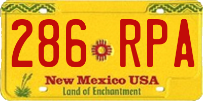 NM license plate 286RPA