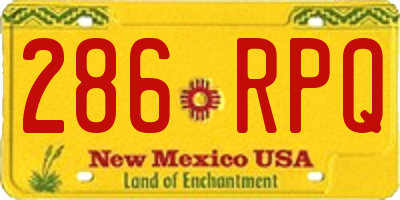 NM license plate 286RPQ