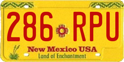 NM license plate 286RPU