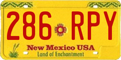 NM license plate 286RPY