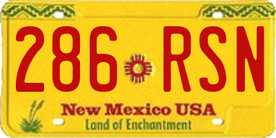 NM license plate 286RSN
