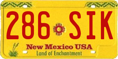 NM license plate 286SIK
