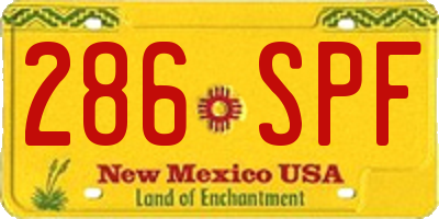 NM license plate 286SPF