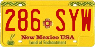 NM license plate 286SYW