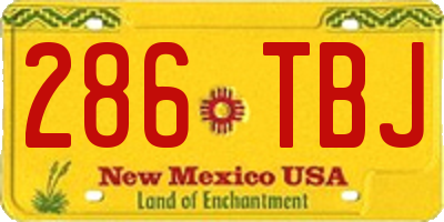NM license plate 286TBJ