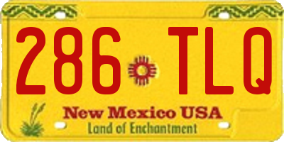 NM license plate 286TLQ
