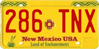 NM license plate 286TNX