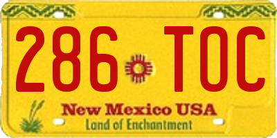 NM license plate 286TOC