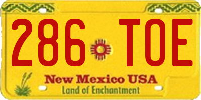 NM license plate 286TOE