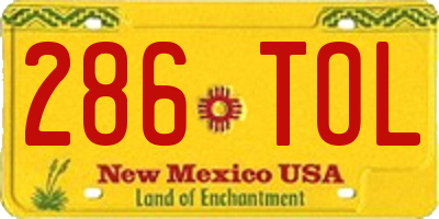NM license plate 286TOL