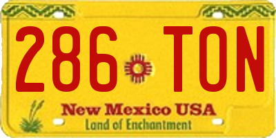 NM license plate 286TON