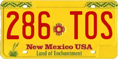 NM license plate 286TOS