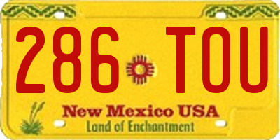 NM license plate 286TOU