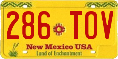 NM license plate 286TOV