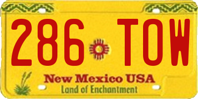NM license plate 286TOW