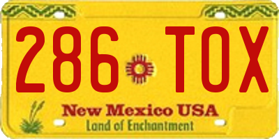 NM license plate 286TOX