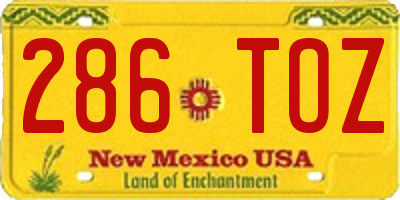 NM license plate 286TOZ