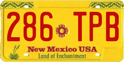 NM license plate 286TPB