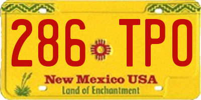NM license plate 286TPO
