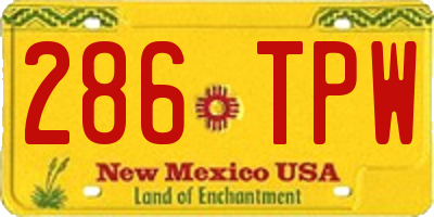 NM license plate 286TPW