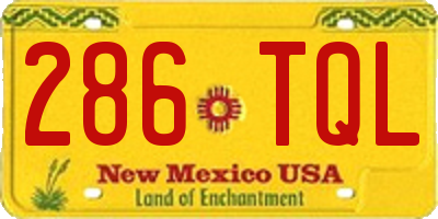 NM license plate 286TQL