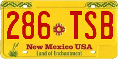 NM license plate 286TSB