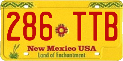NM license plate 286TTB