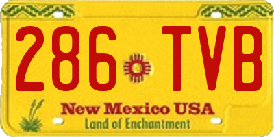 NM license plate 286TVB