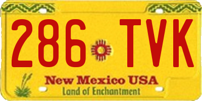 NM license plate 286TVK