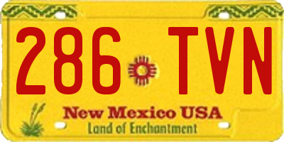 NM license plate 286TVN
