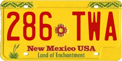 NM license plate 286TWA