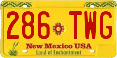 NM license plate 286TWG