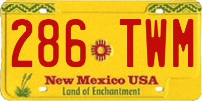 NM license plate 286TWM