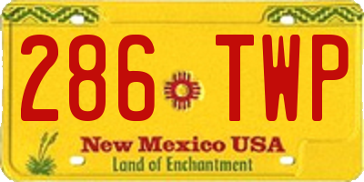 NM license plate 286TWP