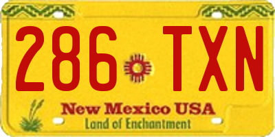 NM license plate 286TXN