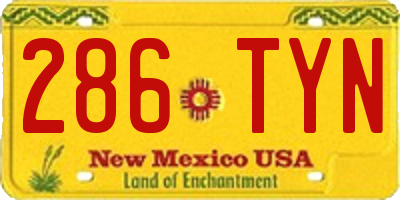 NM license plate 286TYN