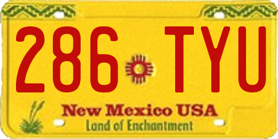 NM license plate 286TYU