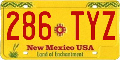 NM license plate 286TYZ