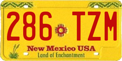 NM license plate 286TZM