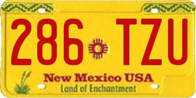 NM license plate 286TZU