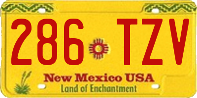 NM license plate 286TZV