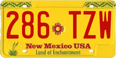 NM license plate 286TZW