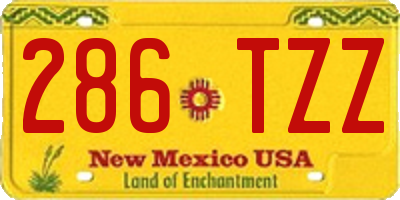 NM license plate 286TZZ