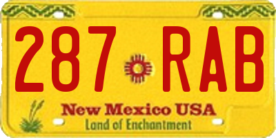 NM license plate 287RAB