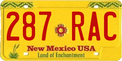 NM license plate 287RAC