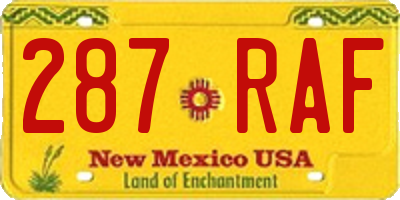 NM license plate 287RAF