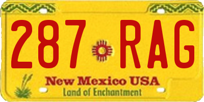 NM license plate 287RAG